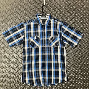 AirWalk Blue Plaided Button Down Polo Shirt Mens Size‎ Medium